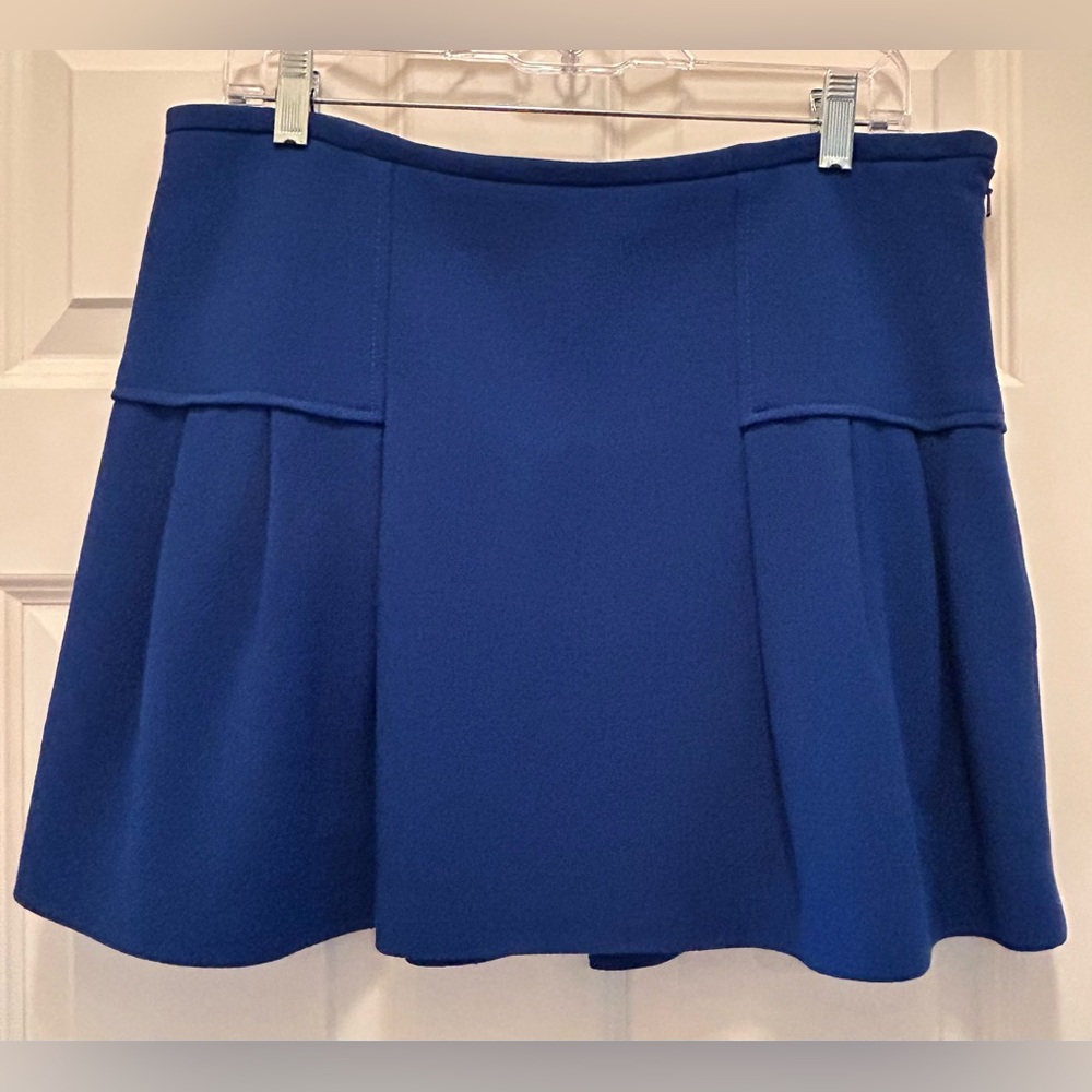 Tibi New York Blue Mini Skater Skirt Pleated Work